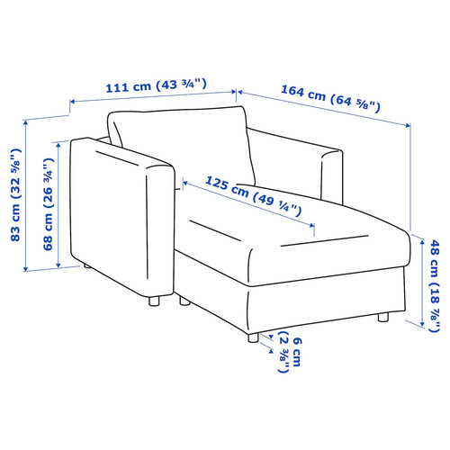 VIMLE Chaise longue, Gunnared medium grey