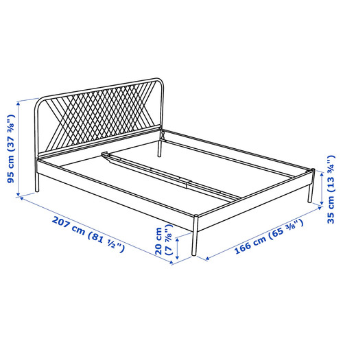 NESTTUN Bed frame, white, Leirsund, 160x200 cm