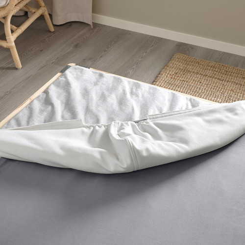 LYNGÖR Divan bed, Vesteröy firm/light blue white, 180x200 cm