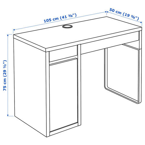 MICKE Desk, black-brown, 105x50 cm