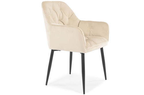 Glamour Chair with Armrests EMMA, velvet, beige