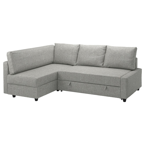 FRIHETEN / KLAGSHAMN Corner sofa-bed with storage, Faringe light grey