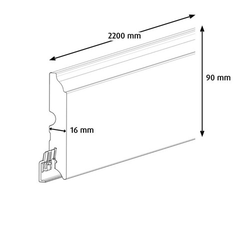 GoodHome MDF Skirting Board 16 x 90 x 2200 mm, white