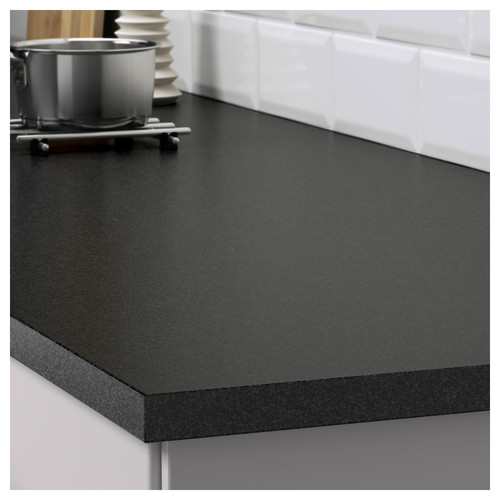 EKBACKEN Worktop, black stone effect, laminate, 246x2.8 cm