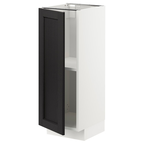 METOD Base cabinet with shelves, white/Lerhyttan black stained, 30x37 cm