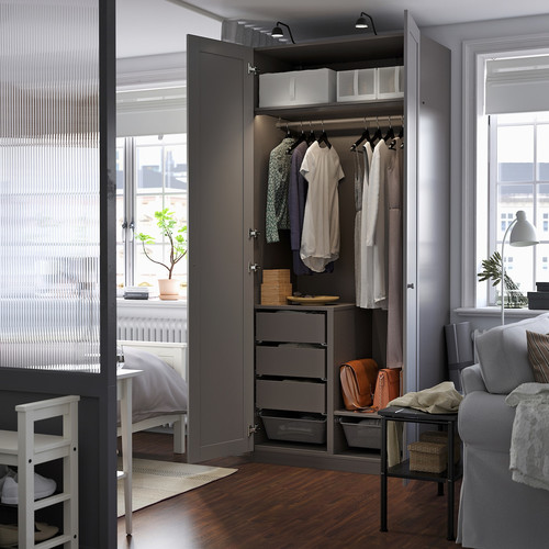 PAX / GULLABERG Wardrobe combination, dark grey/grey, 100x60x236 cm