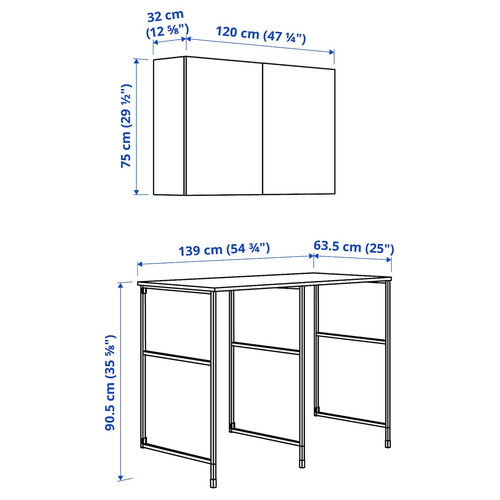 ENHET Storage combination, white, 139x63.5x90.5 cm