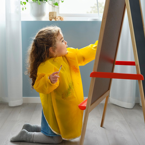 MÅLA Apron with long sleeves, yellow