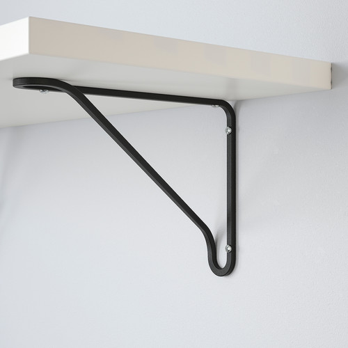 BERGSHULT / FÖRLÄGGARE Wall shelf, black/white, 80x30 cm