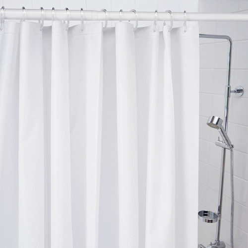 BJÄRSEN Shower curtain, white, 180x200 cm