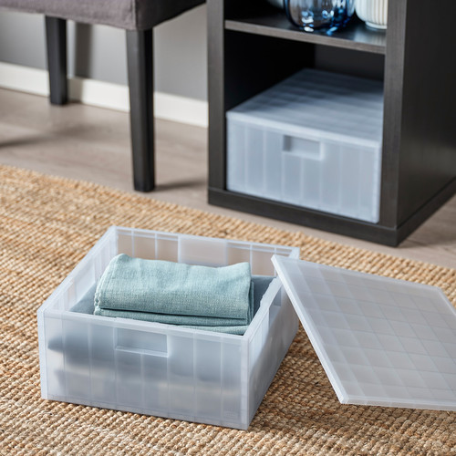 PANSARTAX Storage box with lid, transparent grey-blue, 33x33x16.5 cm