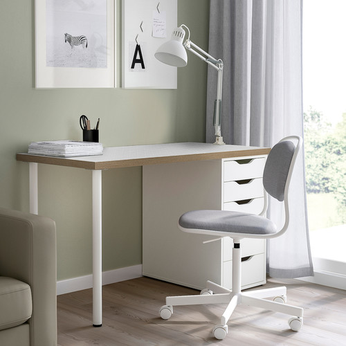 LAGKAPTEN / ALEX Desk, white anthracite/white, 120x60 cm