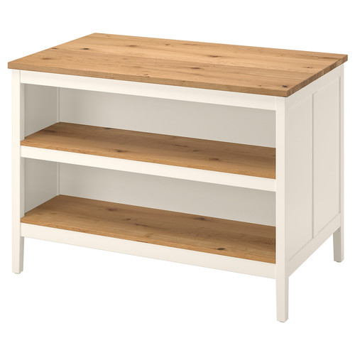 TORNVIKEN Kitchen island, off-white, oak, 126x77 cm