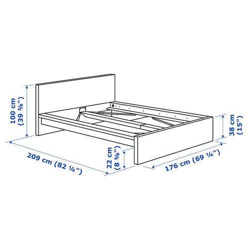 MALM Bed frame, high, black-brown, Lönset, 160x200 cm