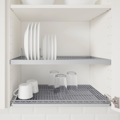 METOD Wall cabinet with dish drainer, white/Ringhult light grey, 60x60 cm