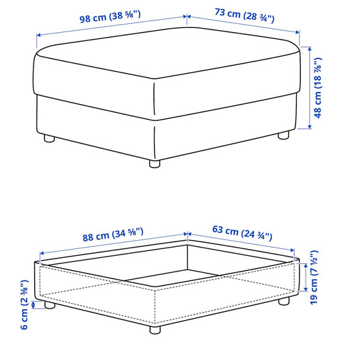 VIMLE Footstool with storage, Saxemara light blue