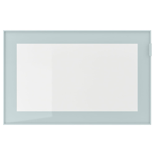 GLASSVIK Glass door, light grey-blue/clear glass, 60x38 cm