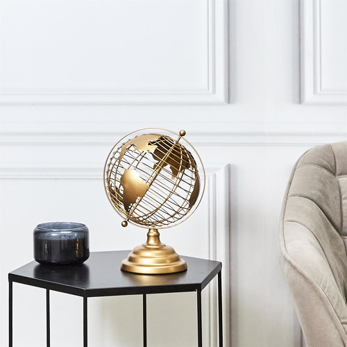 Decorative Metal Globe 28cm, gold