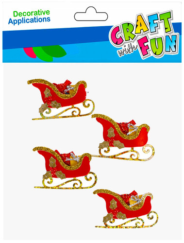 Craft Christmas Self-Adhesive Decoration Set Sleigh 4pcs