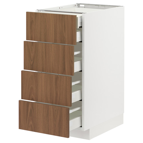 METOD / MAXIMERA Base cb 4 frnts/2 low/3 md drwrs, white/Tistorp brown walnut effect, 40x60 cm