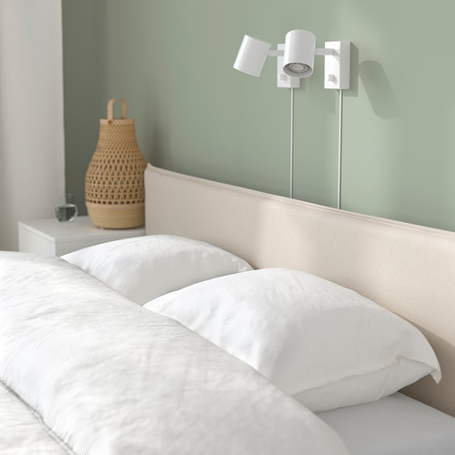 KLEPPSTAD Bed frame, white/Vissle beige, 160x200 cm