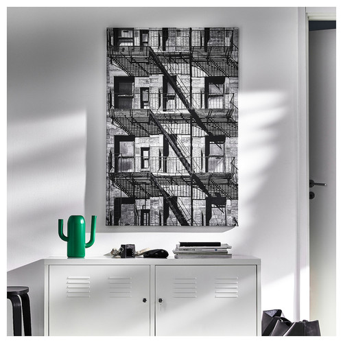 BJÖRKSTA Picture with frame, balconies/black, 78x118 cm