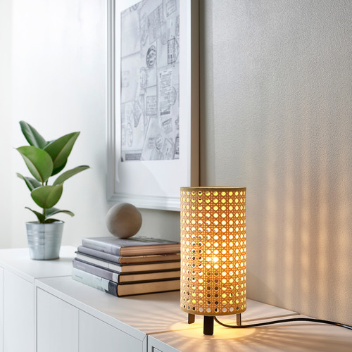 SAXHYTTAN Table lamp, beige/black, 26 cm