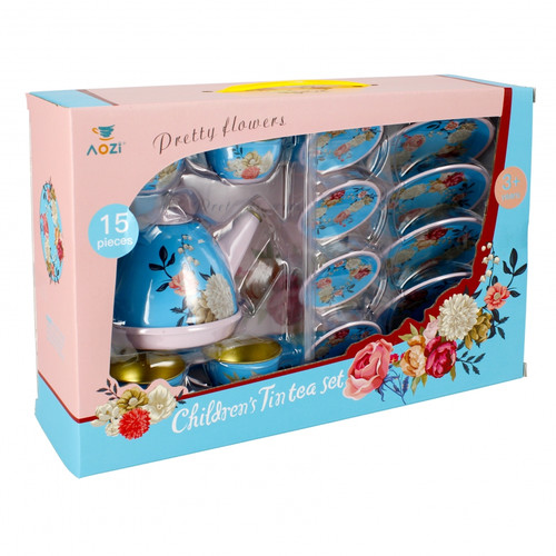 Children's Tin Tea Set Pretty Flowers 3+