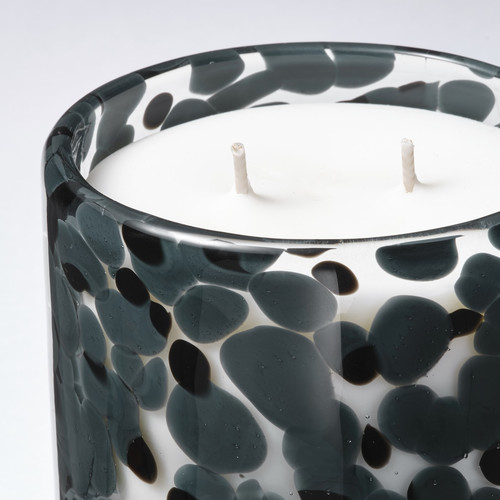 STÖRTSKÖN Scented candle in glass, 2 wicks, Berries/dark grey, 50 hr