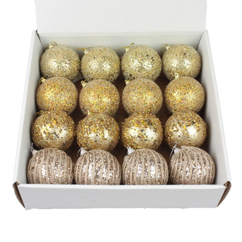 Christmas Bauble 8cm, styrofoam, 1pc, assorted, gold