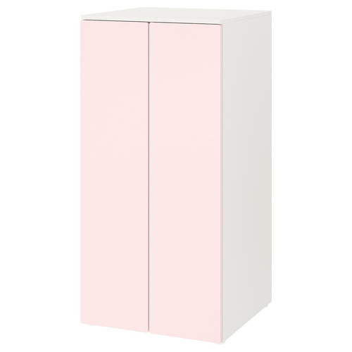 SMÅSTAD / PLATSA Wardrobe, white pale pink/with 3 shelves, 60x57x123 cm