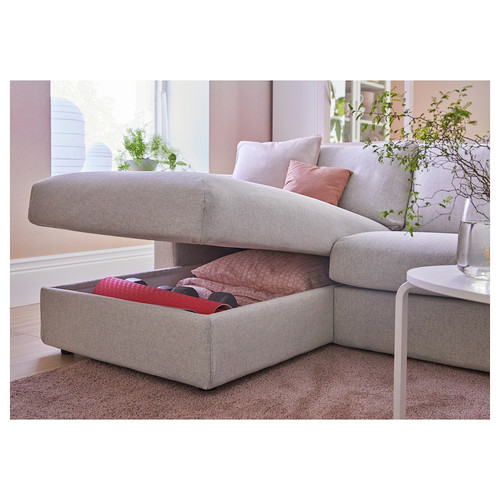 VIMLE Crnr sofa-bed, 5-seat w chaise lng, with wide armrests/Gunnared beige