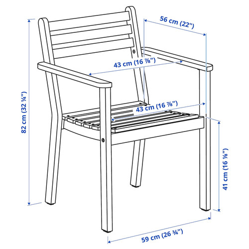 ASKHOLMEN Chair with armrests, outdoor, dark brown