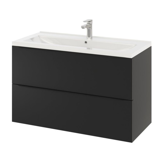 Goodhome Wall-mounted Basin Cabinet Imandra 100cm, matt black