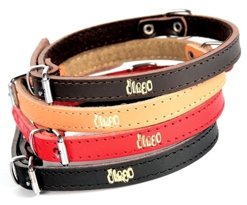 Dingo Leather Dog Collar 1.0x30cm, red