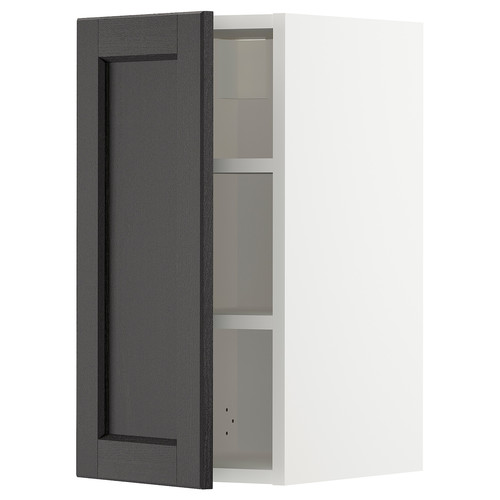 METOD Wall cabinet with shelves, white/Lerhyttan black stained, 30x60 cm