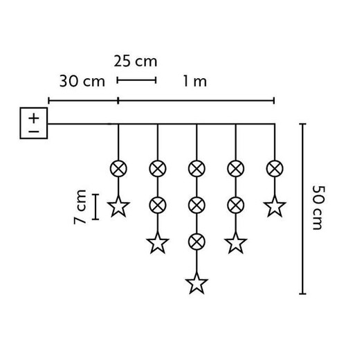 Christmas LED Lighting Curtain 14 LED 1m, battery-operated, cool white