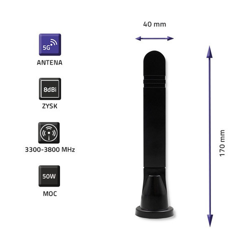 Qoltec 5G LTE Omnidirectional DUAL 8dBi | Indoor