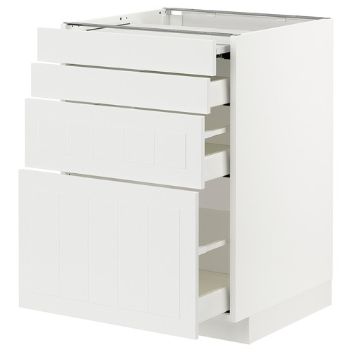 METOD / MAXIMERA Bc w pull-out work surface/3drw, white/Stensund white, 60x60 cm