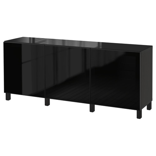 BESTÅ Storage combination with doors, Glassvik black/smoked glass, 180x40x74 cm