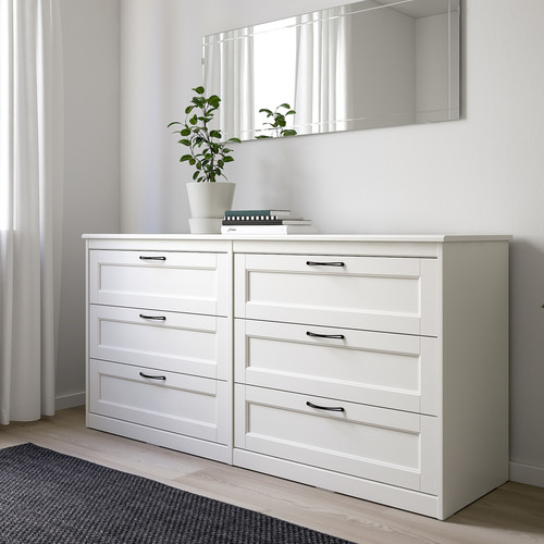 SONGESAND Bedroom furniture, set of 4, white, 140x200 cm