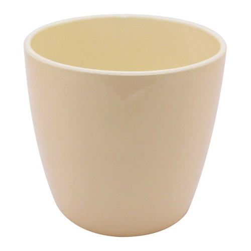 GoodHome Plant Pot Cover Emi, indoor, 22cm, vanilla