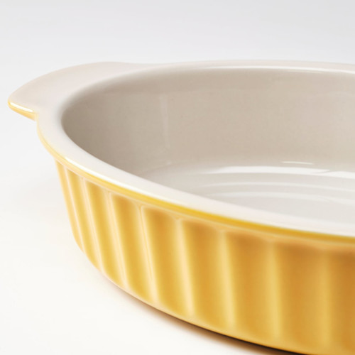 POETISK Baking dish, oval/light yellow, 32x21 cm