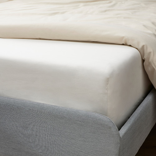 BALSAMPOPPEL Fitted sheet, white, 160x200 cm