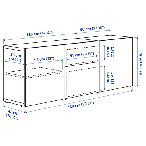 BESTÅ Storage combination with drawers, white stained oak effect/Lappviken white stained oak effect, 180x42x65 cm