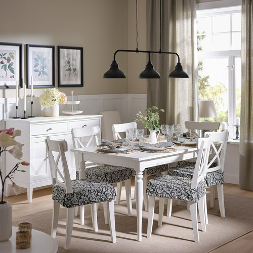 DVÄRGDUNÖRT Chair pad, grey/white, 42/35x42x4 cm