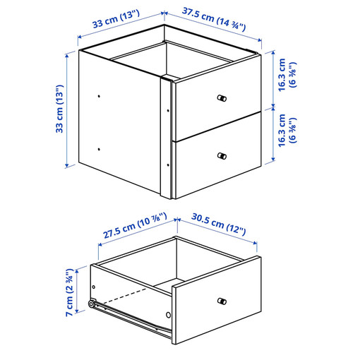 KALLAX Shelving unit with underframe, with 2 doors/4 drawers/white, 147x94 cm