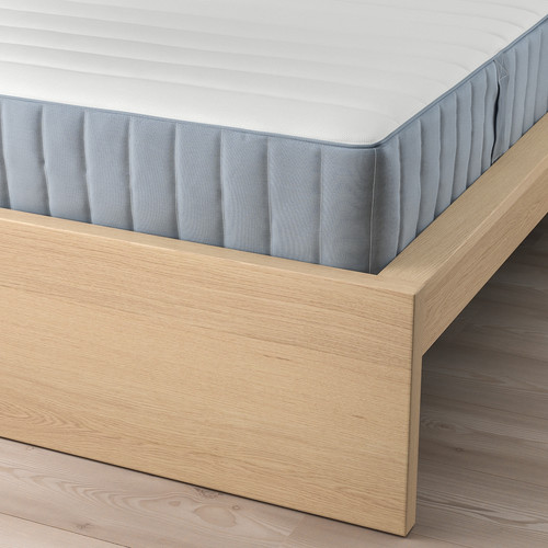 MALM Bed frame with mattress, white stained oak veneer/Valevåg medium firm, 140x200 cm