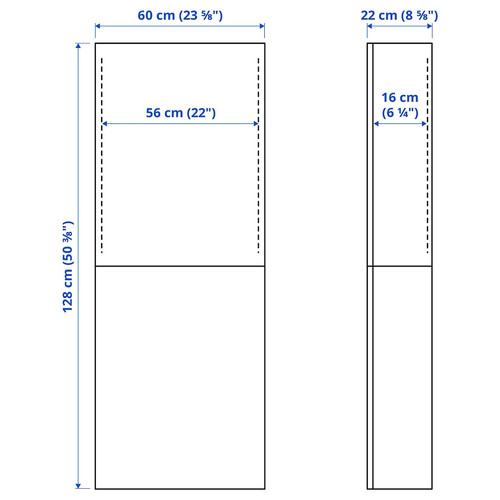 BESTÅ Wall cabinet with 2 doors, white/Laxviken white, 60x22x128 cm