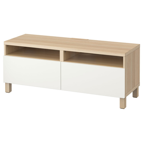 BESTÅ TV bench, white stained oak